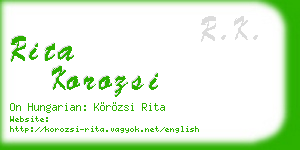 rita korozsi business card