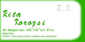 rita korozsi business card